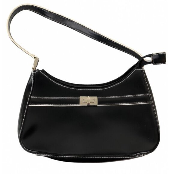 Wilsons Leather Women's Classic Crescent Black Leather Shoulder Bag Small - Picture 1 of 5